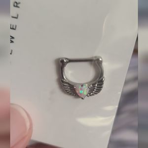 BODY CANDY Wings & Faux Opal Septum Ring 16g Hypoallergenic